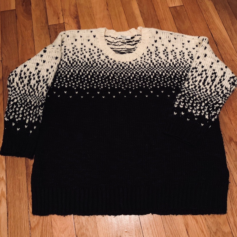 BLACK AND WHITE WOMENS MADEWELL SWEATER LARGE!